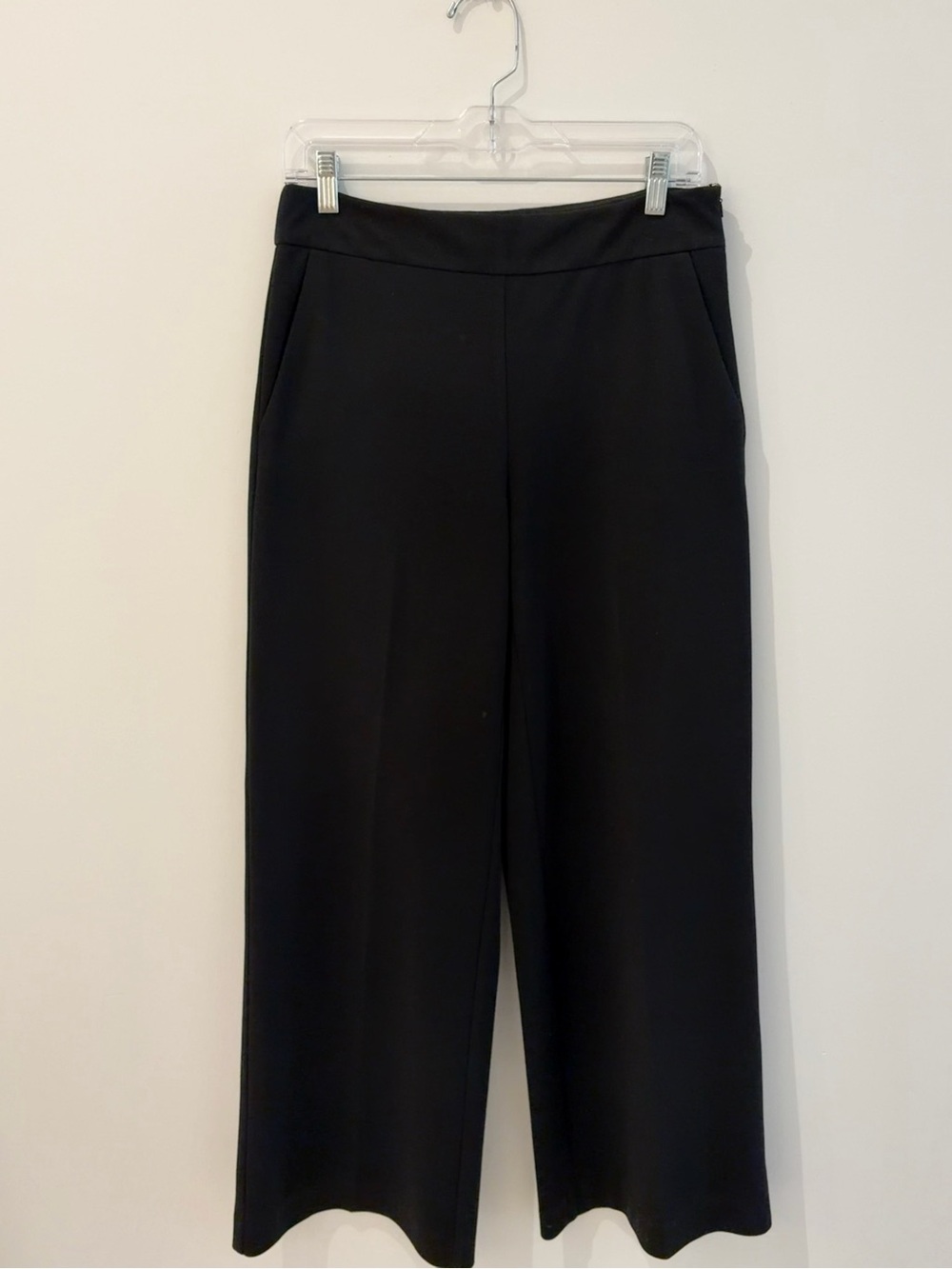 Ann Taylor Wide-Leg Side Zip Dress Pants - Black